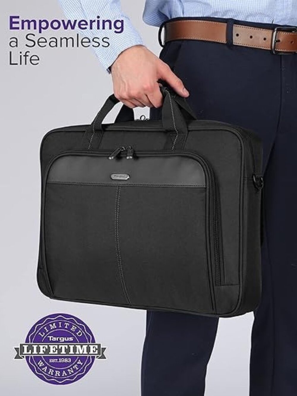 Targus Classic Slim Briefcase Messenger Ergonomic Padded Laptop Bag